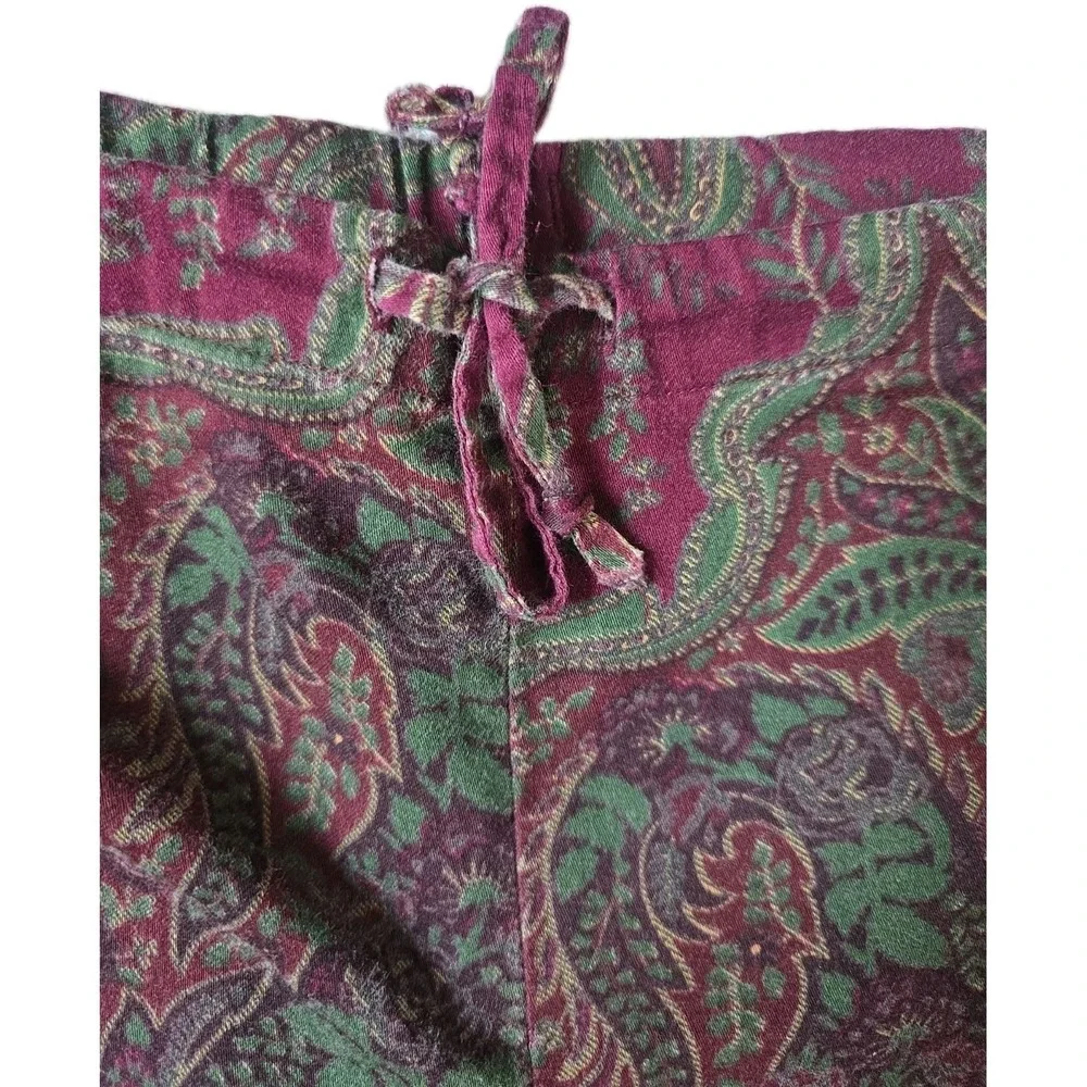 Lauren Ralph Lauren Pajama Set Womens M Maroon Paisley Gold Crest Sleepwear PJ